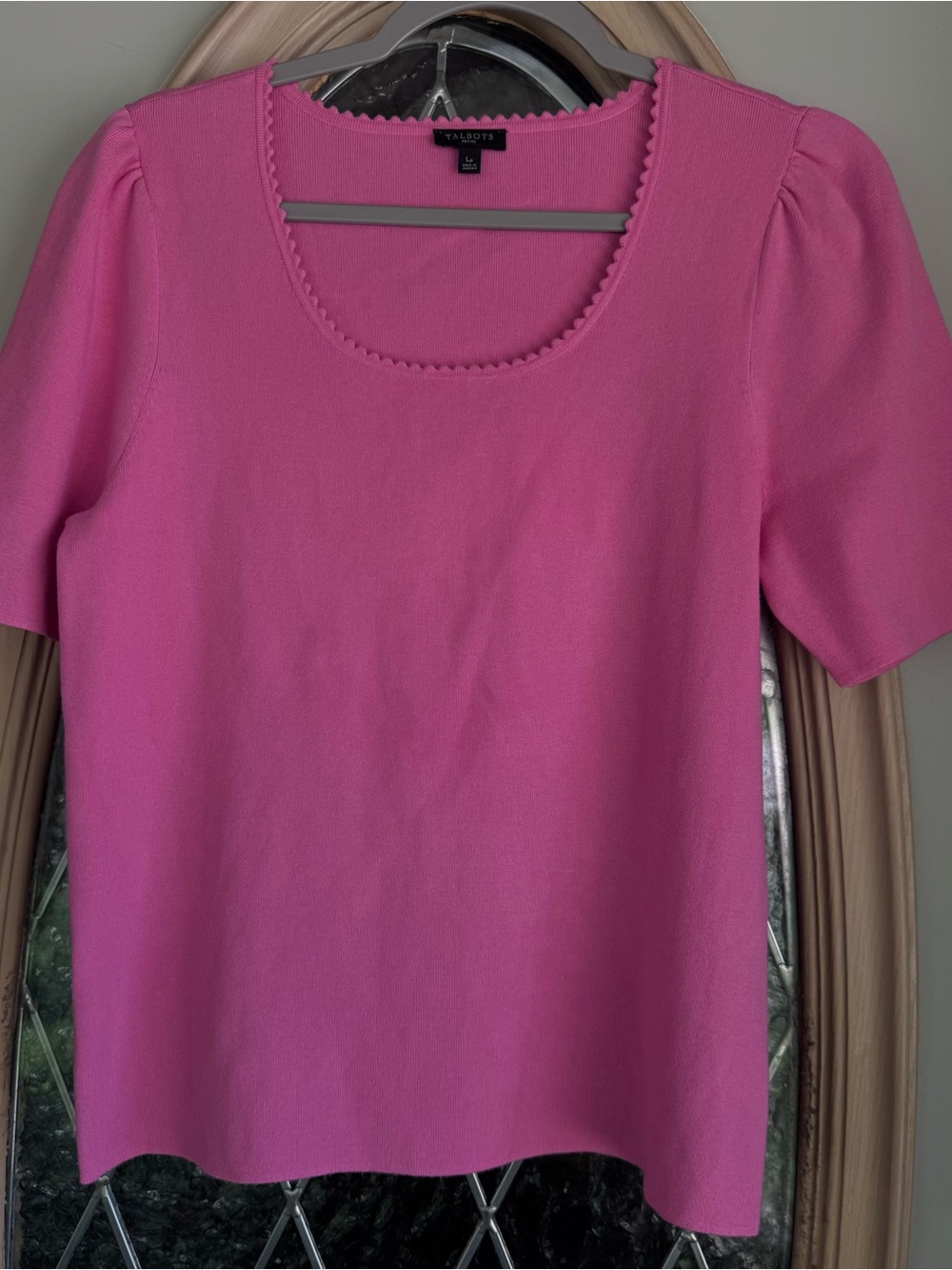 Talbots Bright Pink Short-Sleeve Scoop Neck Top